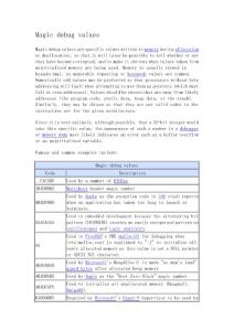 Magic debug values