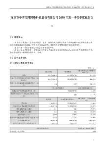 中青宝：2010年第一季度报告