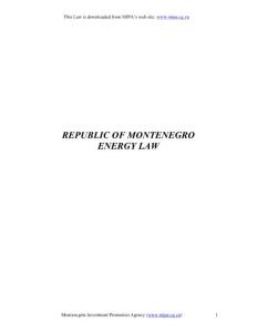 【黑山】能源法 Energy Law