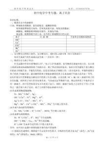 初三化学专题：离子共存.doc