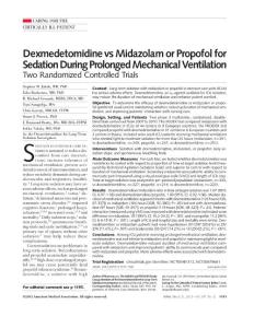 Dexmedetomidine vs midazolam or propofol for sedation during prolonged mechanical ventilation two randomized controlled trials