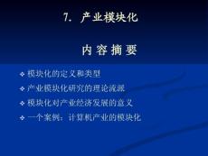 产业结构与政策分析产业模块化