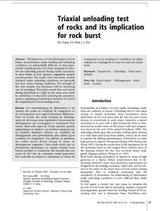 Triaxial unloading test of rocks and its implication for rock burst