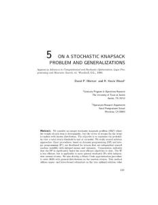 On a stochastic knapsack problem and generalizations