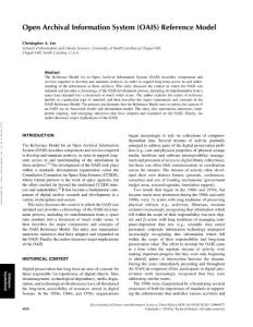 Open Archival Information System (OAIS) - UNC School of ...