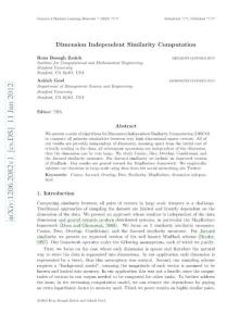 Dimension Independent Similarity Computation(mapreduce 框架下高維稀疏數(shù)據(jù)的相似度計算方法)