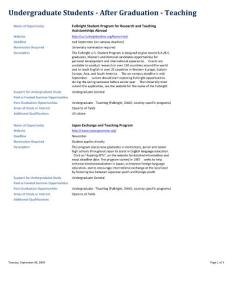 Undergraduate Students - After Graduation - Teaching Name of