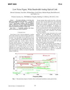 Low Noise Figure - Wide Bandwidth Analog Optical Link