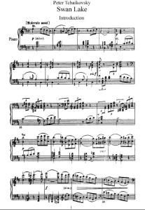 柴可夫斯基 作品20 天鹅湖 第一部分 钢琴曲 Tchaikovsky Swan Lake, Op 20 (part 1) 钢琴谱 乐谱
