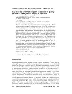 Experiences with the European guidelines on quality criteria for radiographic images in Tanzania