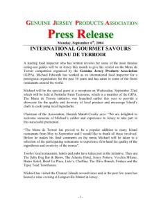 GENUINE JERSEY PRODUCTS ASSOCIATION Press Release Monday