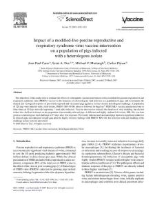 Impact of a modified-live porcine reproductive and