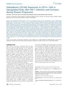 Sialoadhesin CD169 Expression in CD14 Cells Is Upregulated Early after HIV-1 Infection and Increases during Disease Progression