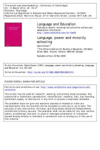 Language, power and minority schooling by Corson