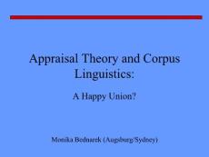 Appraisal Theory and Corpus Linguistics
