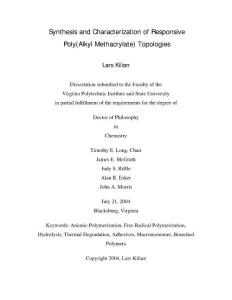 Synthesis and Characterization of Responsive Poly(Alkyl Methacrylate) Topologies