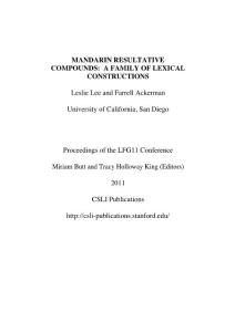 Mandarin resultative compounds a family of lexical constructions
