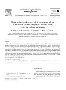 Silver surface enrichment of silver–copper alloys a limitation for the analysis of ancient silver coins by surface techniques