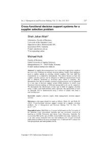 Cross-functional decision support system for a supplier selection problem