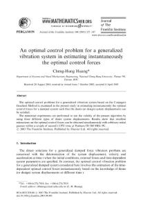 An optimal control problem for a generalized vibration system in estimating instantaneously the optimal control forces