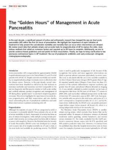 the golden hours of management in acute pancreatitis