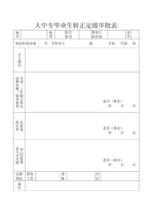 大中专毕业生转正定级审批表