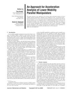 An Approach For Acceleration Analysis Of Lower Mobility Parallel Manpipulater