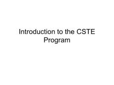 Introduction to the CSTE Program