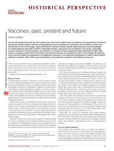 Vaccines past  present and future