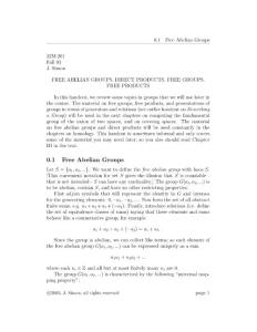 FREE ABELIAN GROUPS, DIRECT PRODUCTS, FREE GROUPS,