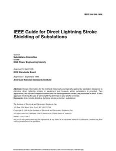 IEEE Std 998-1996 IEEE Guide for Direct Lightning Stroke Shielding of Substations