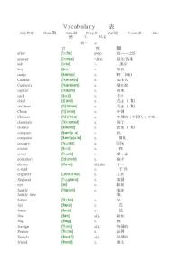 初中一年级英语单词