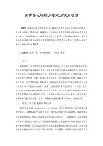 國(guó)內(nèi)外無損檢測(cè)技術(shù) 現(xiàn)狀及展望