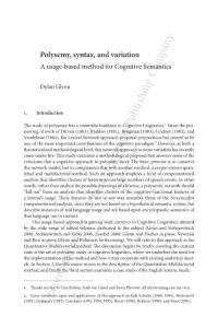 Polysemy, syntax, and variation. A usage-based method for Cognitive Semantics
