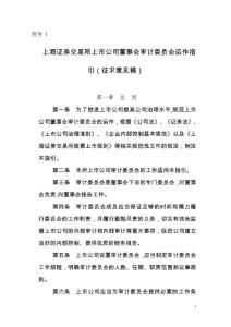 上海证券交易所上市公司董事会审计委员会运作指引（征求意见稿）
