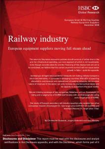 RAILWAY INDUSTRY - EUROPEAN EQUIPMENT SUPPLIERS MOVING FULL