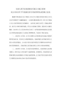 甘肃大禹节水集团股份有限公司独立董事对公司2010年半年度报告的专项-