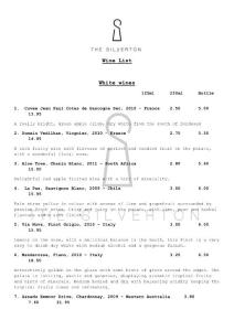 Wine Menu - The Silverton