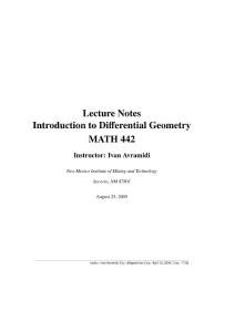 Lecture Notes Introduction to Differential Geometry MATH 442：讲义在微分几何的数学442引言