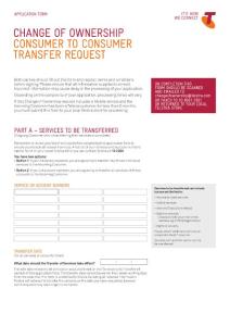 change of ownership consumer to consumer transfer request - Telstra