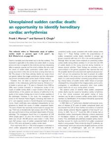 Unexplained sudden cardiac death  an opportunity to identify hereditary cardiac arrhythmias