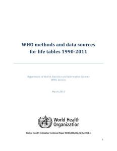 WHO methods and data sources for life tables 1990一2011