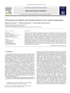 Electrochemical synthesis and characterization of zinc oxalate nanoparticles