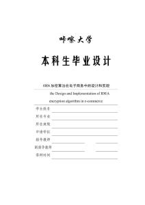 2014届大学本科毕业设计毕业论文_精选100_IDEA加密算法在电子商务中的设计和实现
