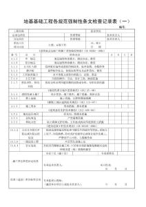 地基基礎(chǔ)工程各規(guī)范強制性條文檢查記錄表（一）