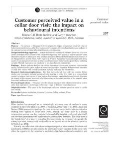 Customer perceived value in a cellar door visit the impact on