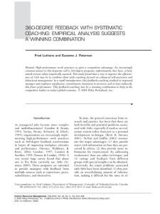 360-degree feedback with systematic coaching  Empirical analysis suggests a winning combination