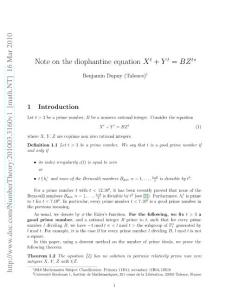 201003.3160v1 Note on the diophantine equation X^t+Y^t=BZ^t