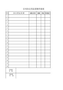 公司辦公用品采購申請表