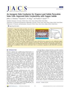 An Inorganic Hole Conductor for Organo-Lead Halide Perovskite Solar Cells. Improved Hole Conductivity with Copper Iodide